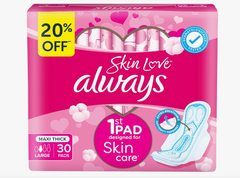 Always, Feminine Pads Cool & Dry Maxi Thick Large - 30 Pcs